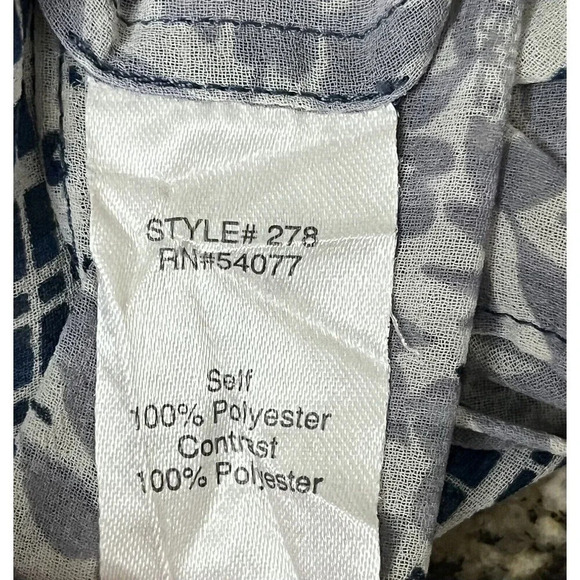 Vintage CaBi Sheer Printed Cap Sleeve Blouse Womens XS Oversized Boxy Tunic - Picture 8 of 11